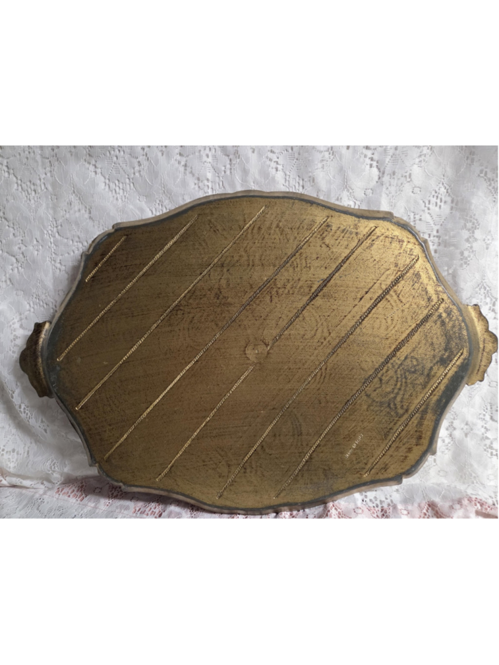 Vintage Italian Florentine Tray – Large Orange & Gold Baroque Serving Tray - Picture 8 of 9
